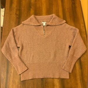Cupcakes & Cashmere sweater Size XL pink mauve quarter zip knit wide col…
